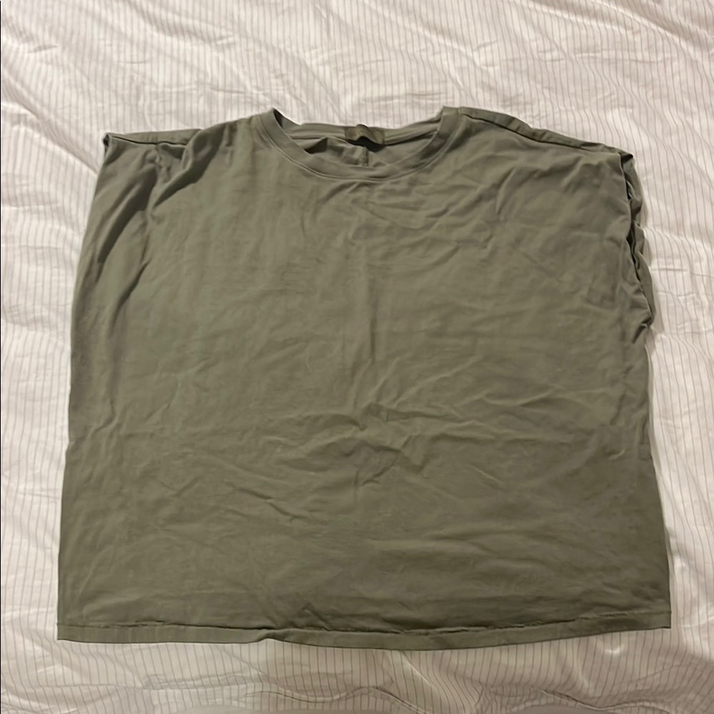 Nuuds Olive Green Muscle Tee with Relaxed Fit and Soft Fabric